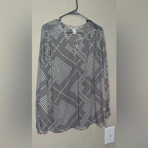 Geometric Black and White Women's Top